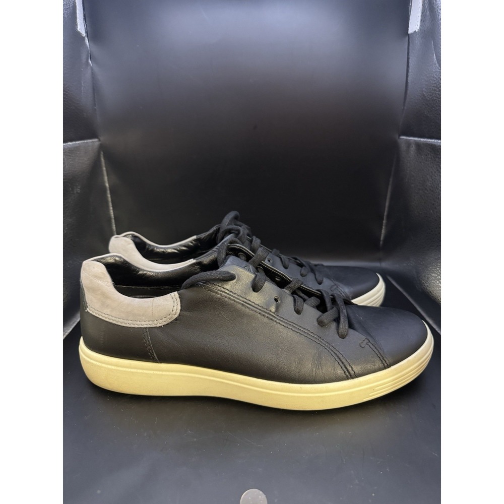ECCO Men's Leather Sneakers Black Gray Size EU 44 US 10 Casual Comfort Shoes - Picture 3 of 6
